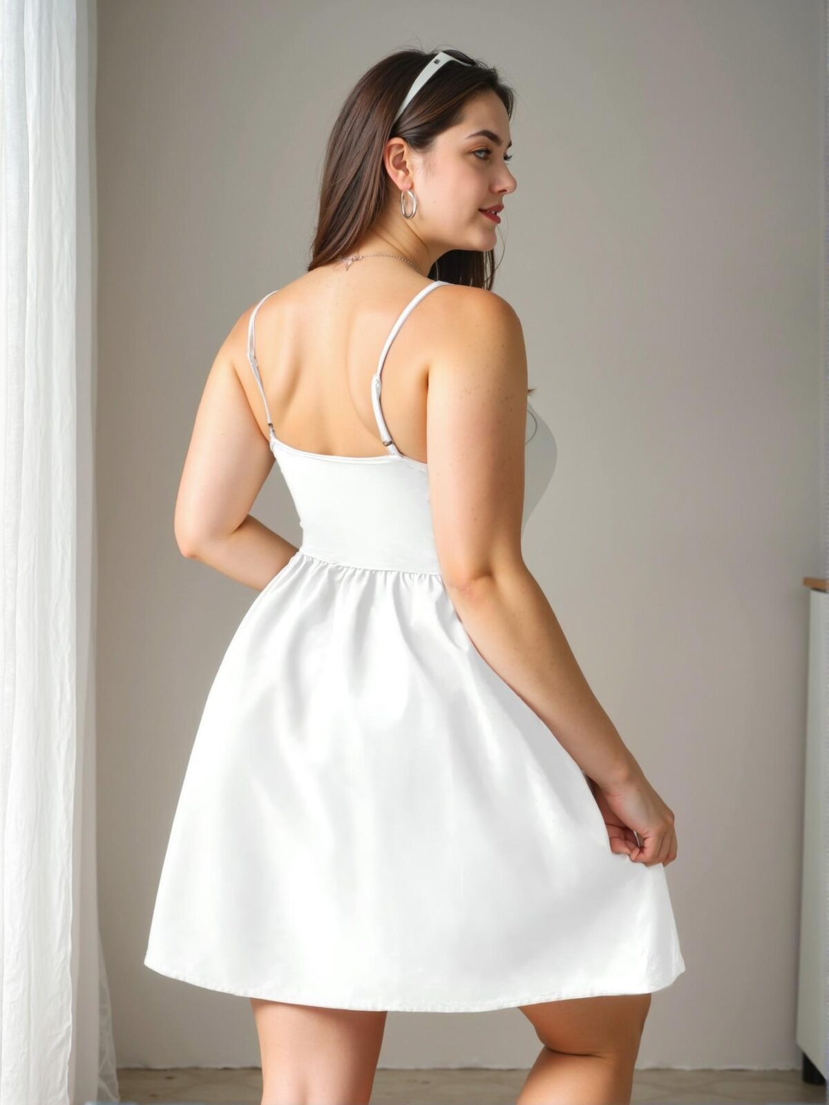Elegant White Flowy Spaghetti Strap A-Line Graduation Dress - Chic, Classy and Trendy Fashion Style to Dress to Impress - Image 2