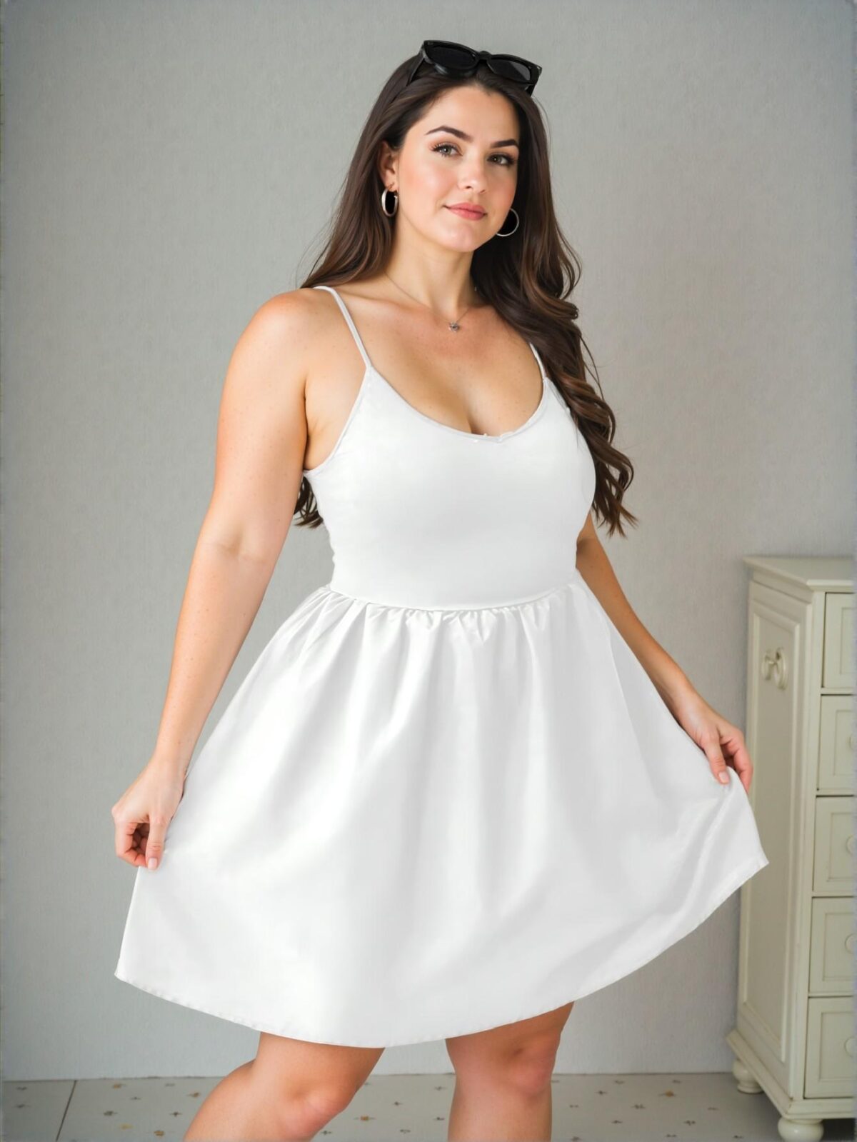 Elegant White Flowy Spaghetti Strap A-Line Graduation Dress - Chic, Classy and Trendy Fashion Style to Dress to Impress - Image 5