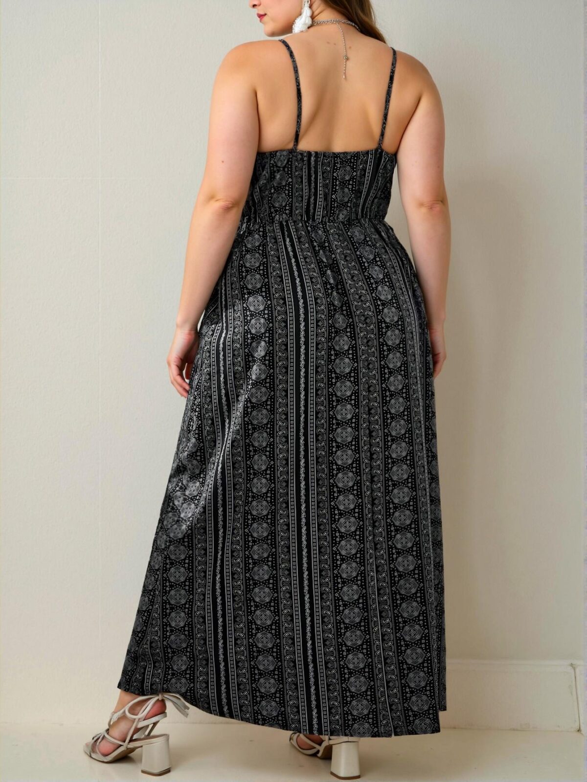 Elegant Black and White Flared Backless Cami Dress for Summer Beach Outings and Holiday Celebrations - Chic, Classy, and Trendy Fashion Style to Dress to Impress - Image 2
