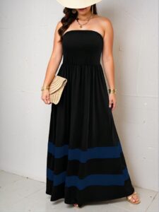 Elegant Blue Asymmetrical Colorblock A-Line Dress for a Chic, Classy, and Trendy Fashion Style to Dress to Impress