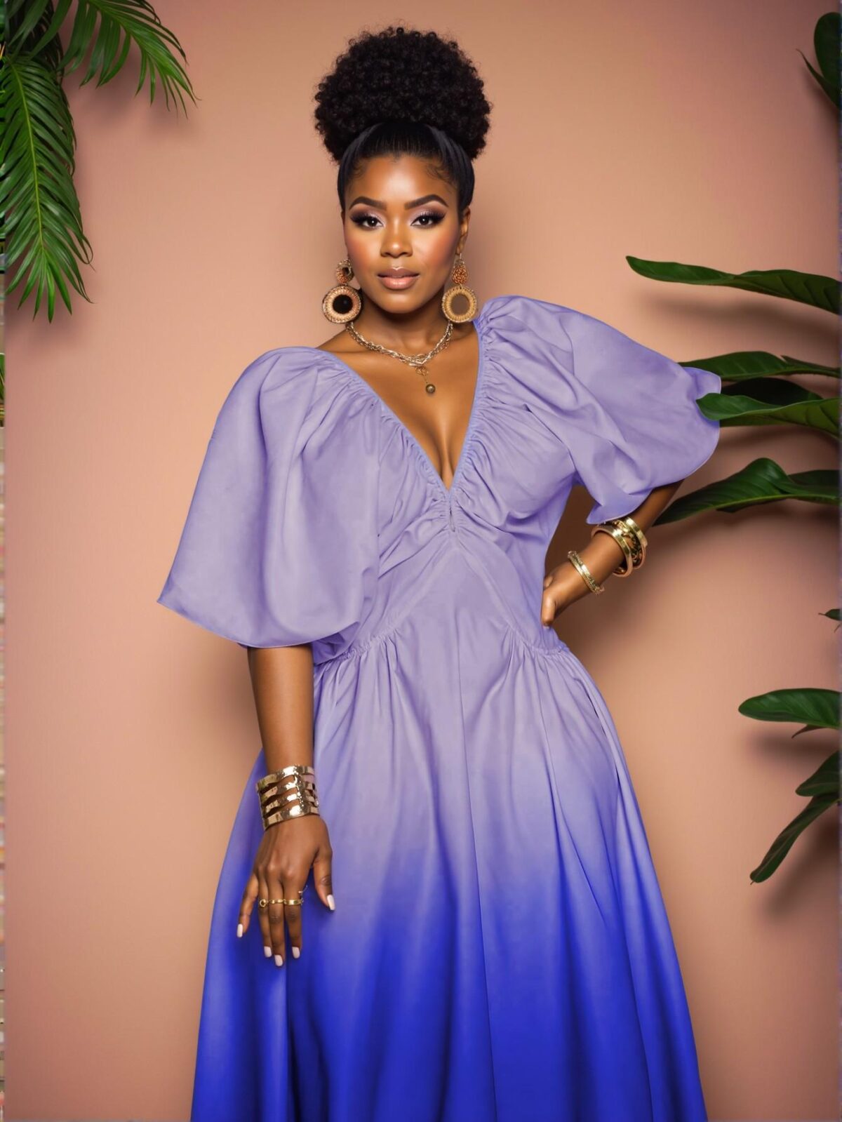 Elegant Multicolor Stylish Plus Size Gradient Short Sleeve Dress for Summer Chic, Classy and Trendy Fashion Style to Dress to Impress - Image 2
