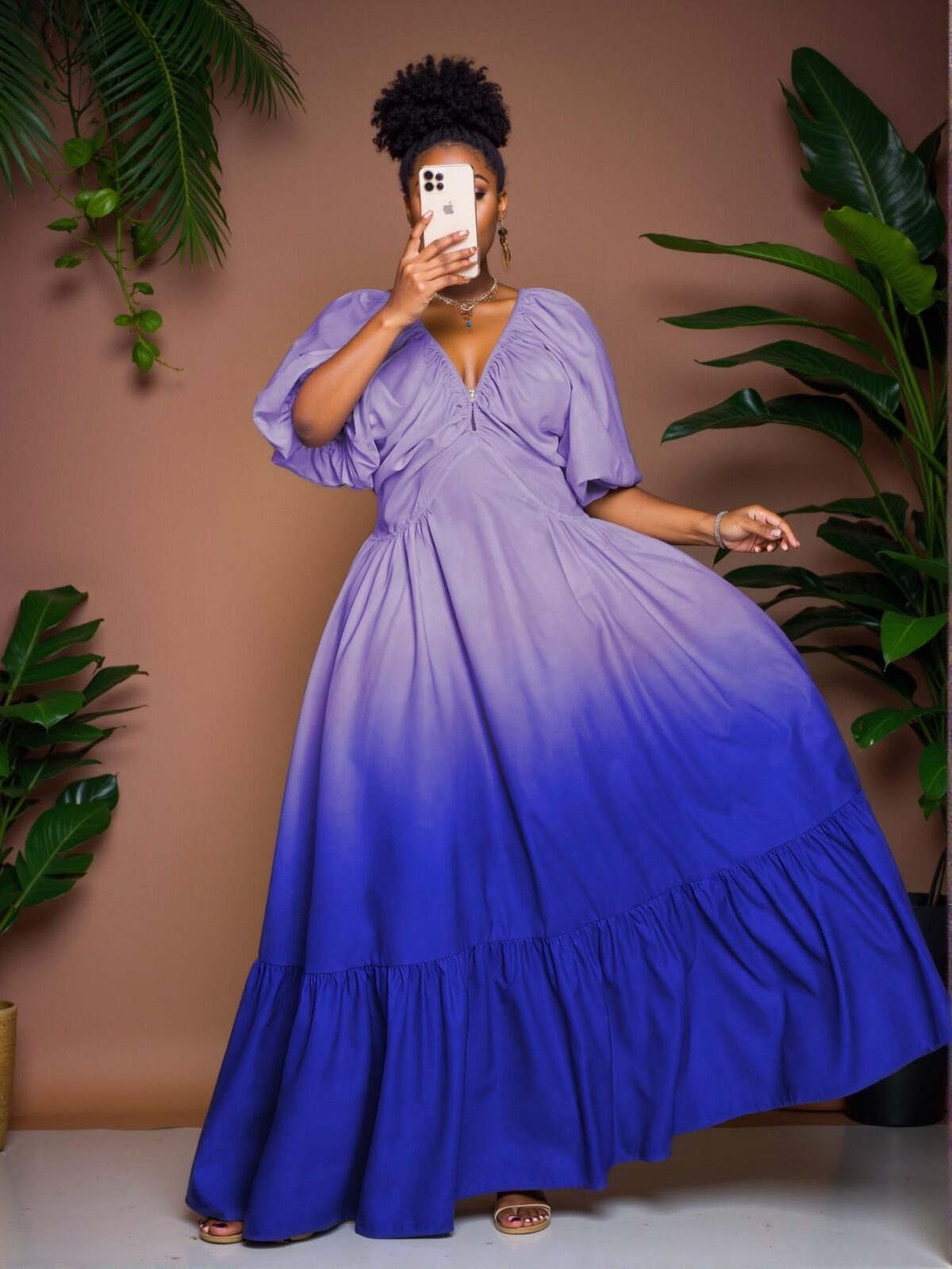 Elegant Multicolor Stylish Plus Size Gradient Short Sleeve Dress for Summer Chic, Classy and Trendy Fashion Style to Dress to Impress - Image 5