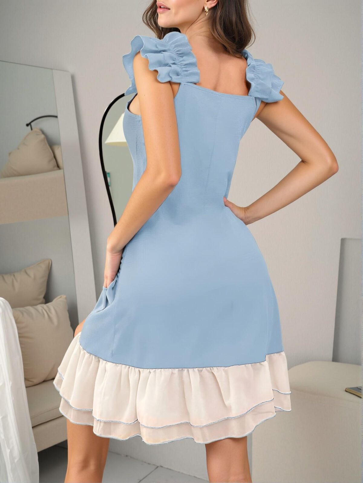Elegant Multicolor Versatile Chiffon Ruffle Hem Adjustable Strap Nightgown for Warm Seasons - Chic, Classy and Trendy Fashion Style to Dress to Impress - Image 2