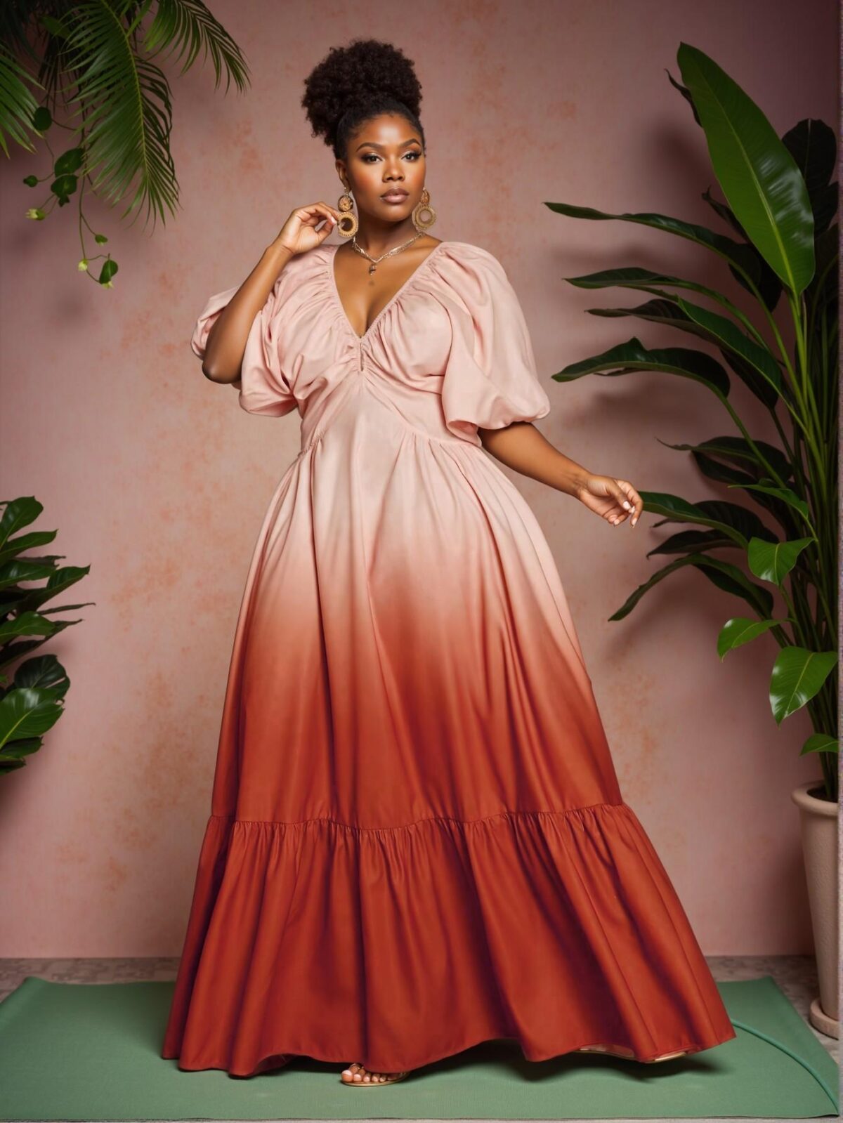 Elegant Multicolor Gradient V-Neck A-Line Dress for Vacation Chic, Classy and Trendy Fashion Style to Dress to Impress - Image 5