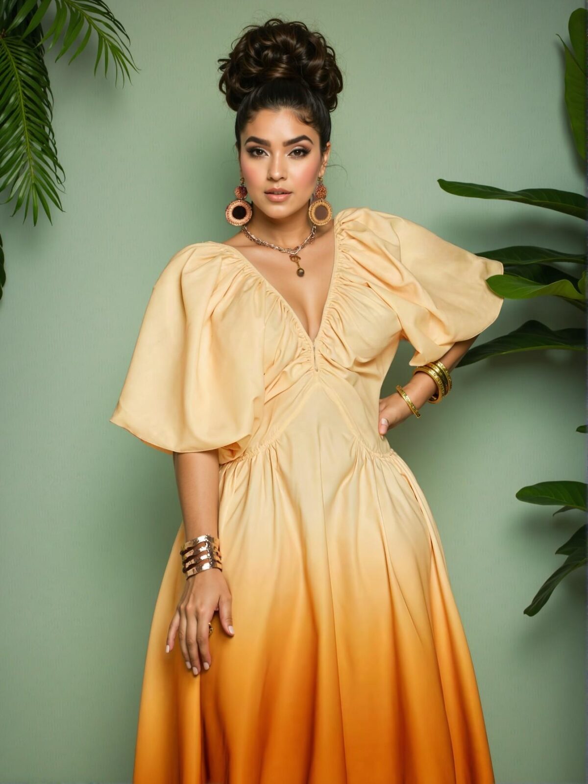 Elegant Multicolor Boho A Line Dress with Ruffle and Knot Details for Casual Holiday Style - Chic, Classy and Trendy Fashion Style to Dress to Impress - Image 2