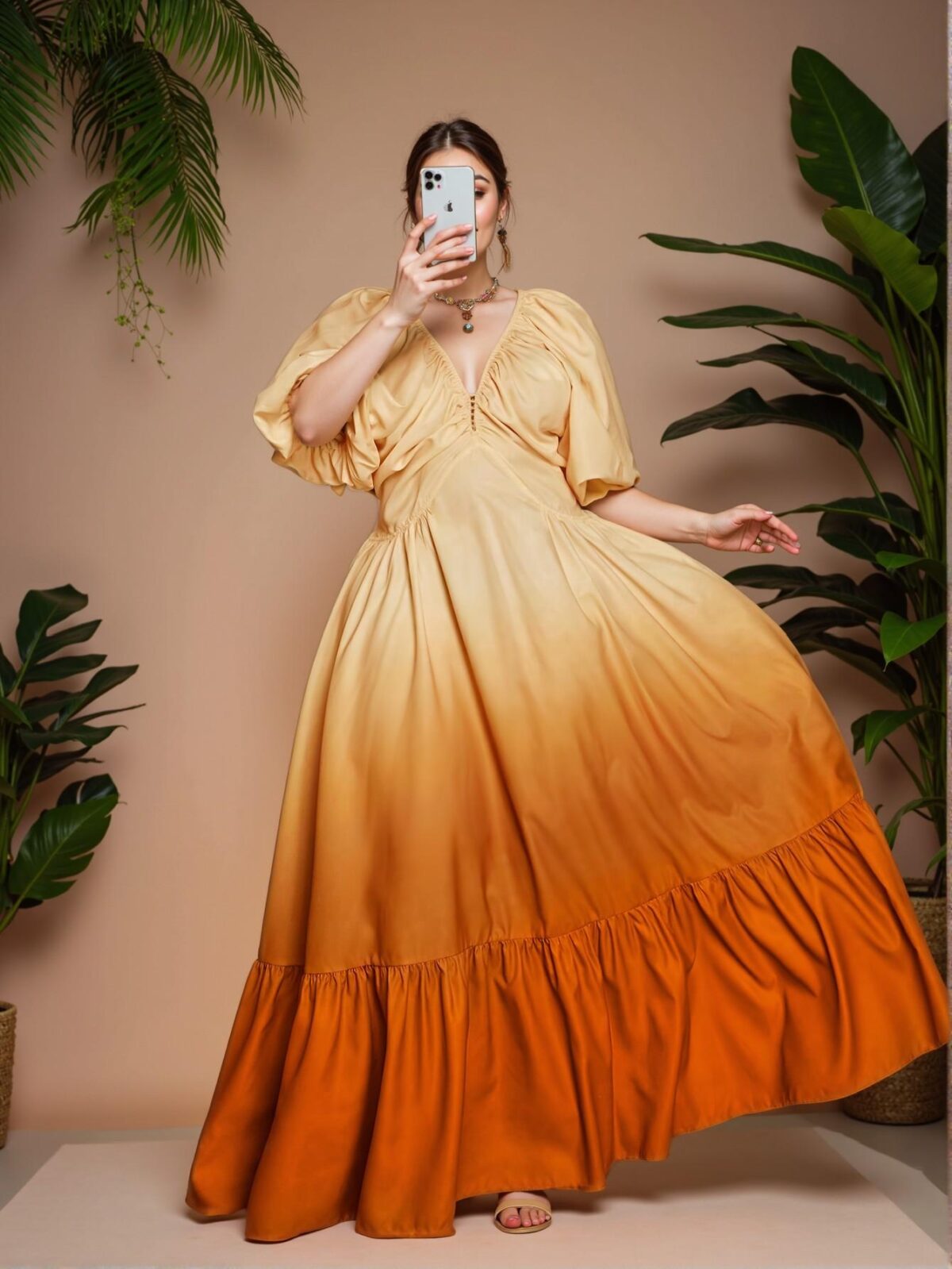 Elegant Multicolor Boho A Line Dress with Ruffle and Knot Details for Casual Holiday Style - Chic, Classy and Trendy Fashion Style to Dress to Impress - Image 3