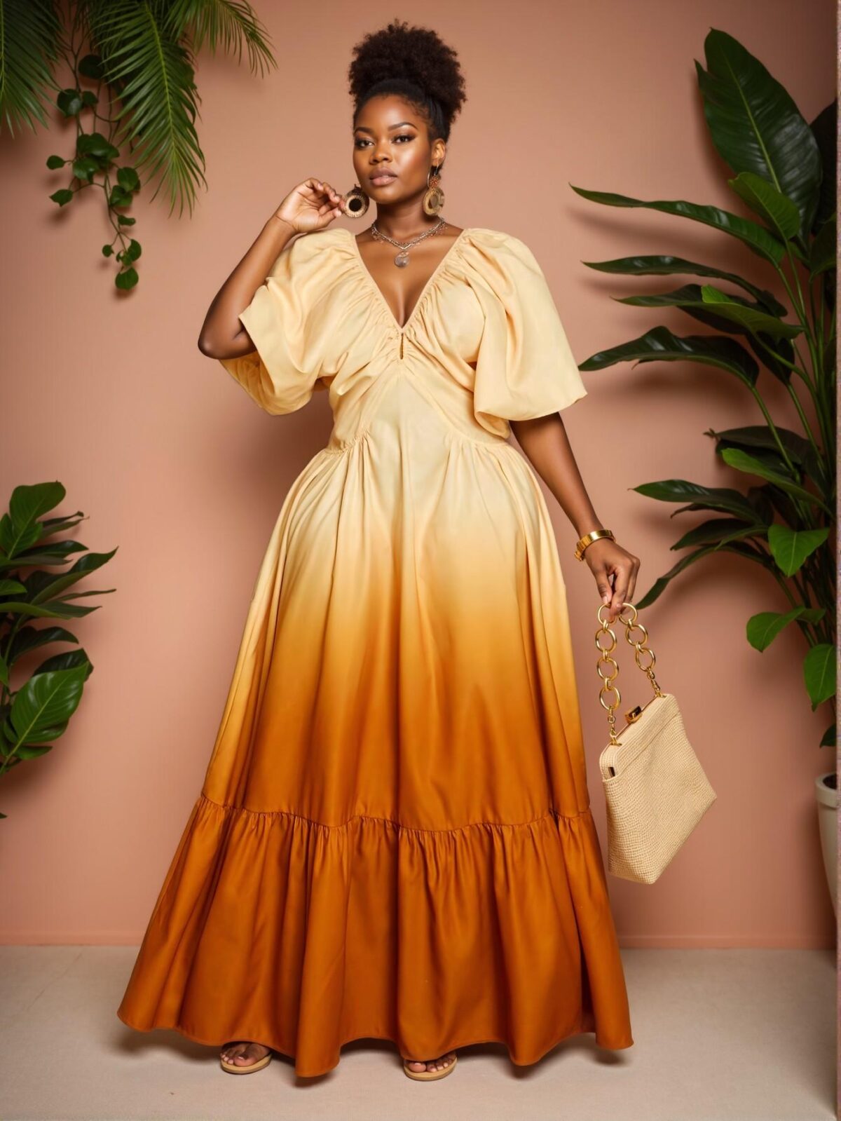 Elegant Multicolor Boho A Line Dress with Ruffle and Knot Details for Casual Holiday Style - Chic, Classy and Trendy Fashion Style to Dress to Impress - Image 4