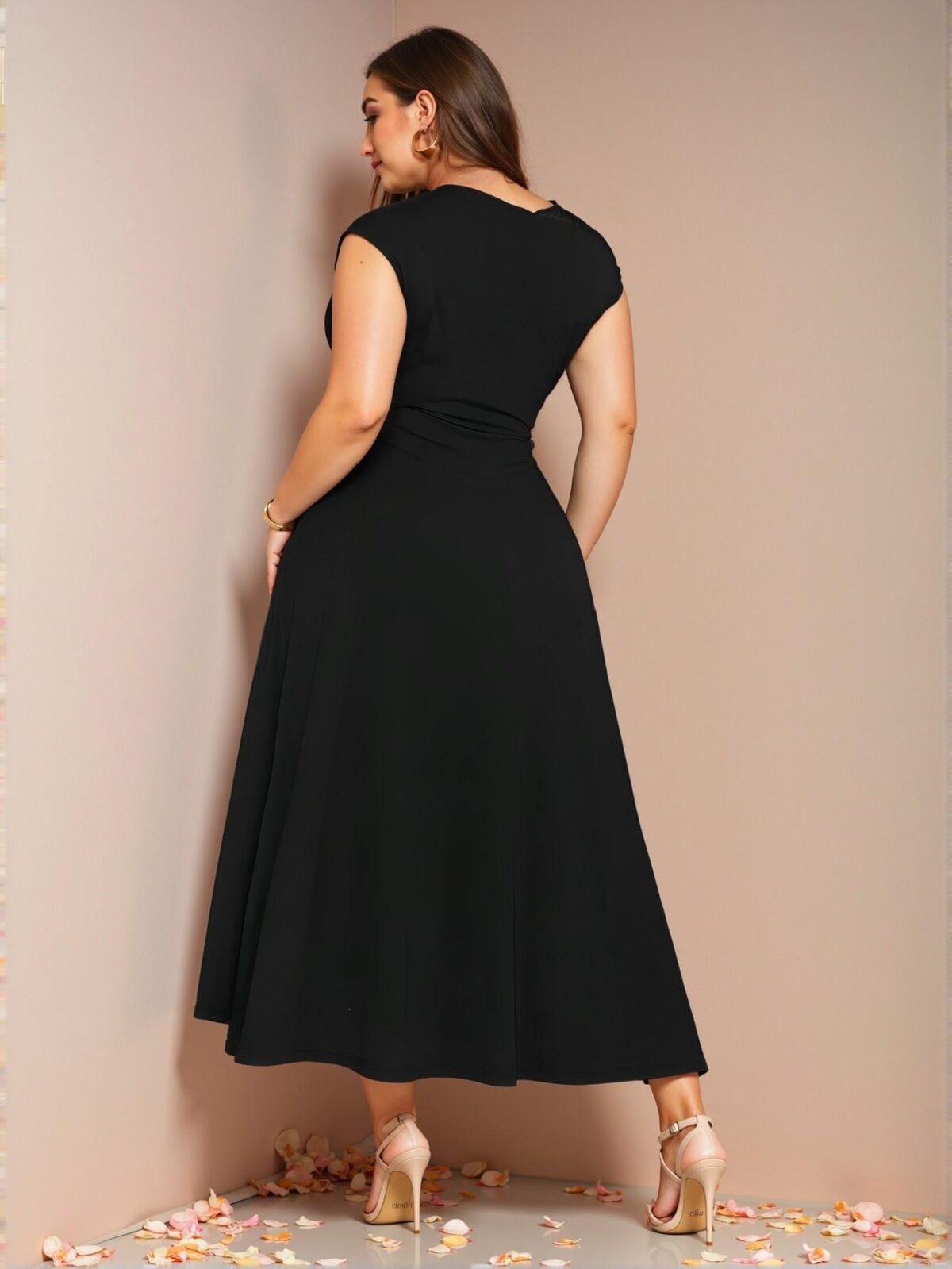 Elegant Black Asymmetrical Knot Detail Short Sleeve Bodycon Mini Dress Perfect for Valentine's Day, Summer, Birthdays, Parties, and Formal Events – Chic, Classy and Trendy Fashion Style to Dress to Impress - Image 2