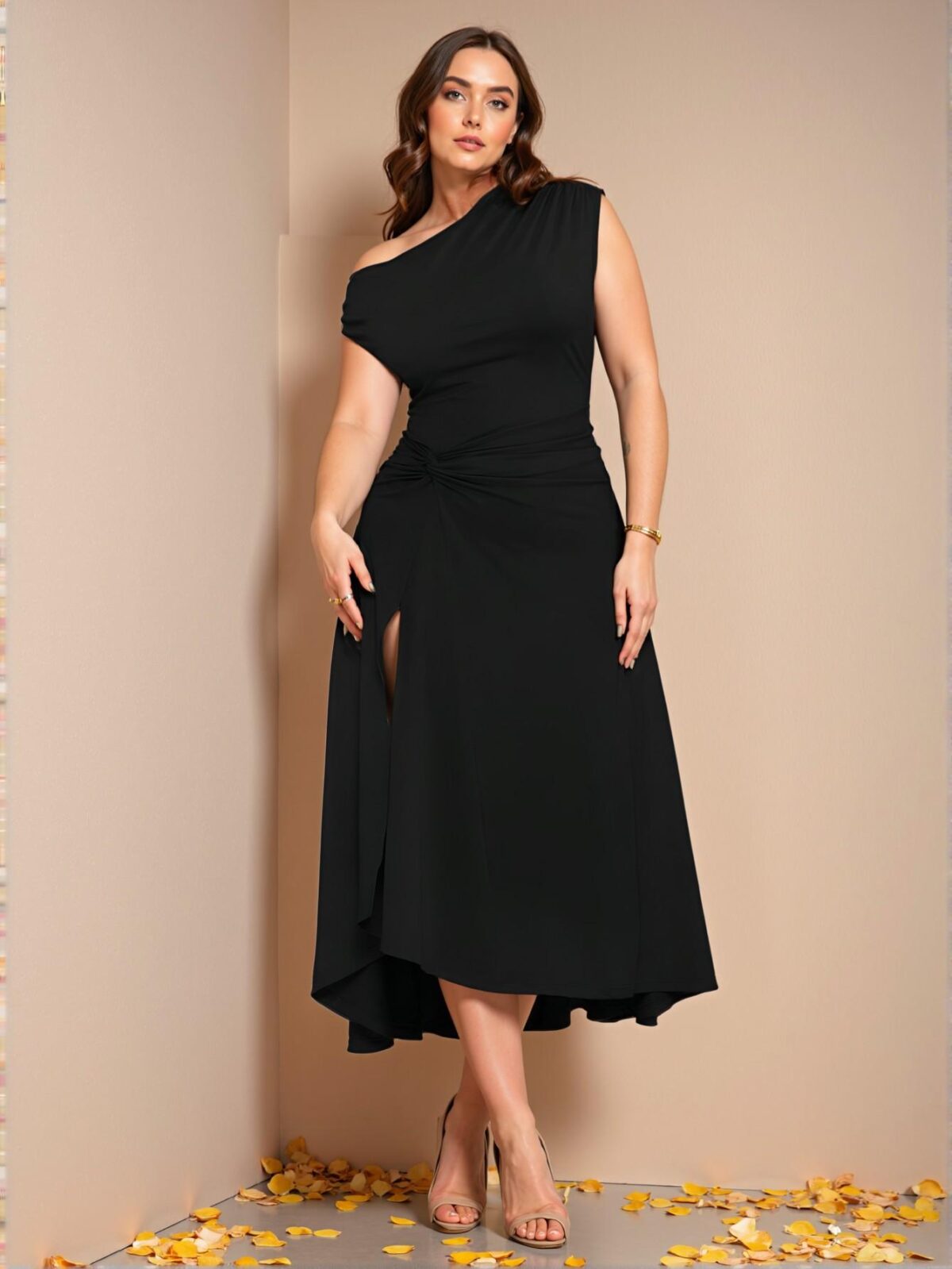 Elegant Black Asymmetrical Knot Detail Short Sleeve Bodycon Mini Dress Perfect for Valentine's Day, Summer, Birthdays, Parties, and Formal Events – Chic, Classy and Trendy Fashion Style to Dress to Impress - Image 4