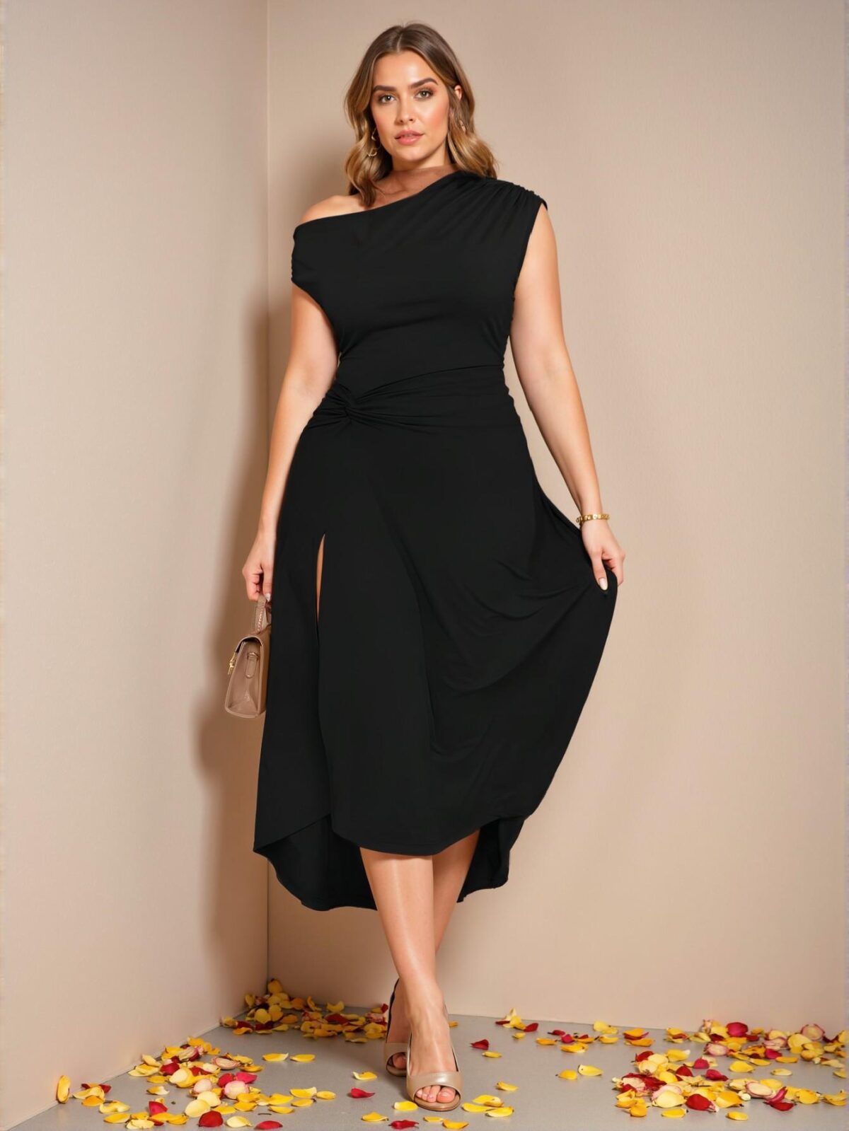 Elegant Black Asymmetrical Knot Detail Short Sleeve Bodycon Mini Dress Perfect for Valentine's Day, Summer, Birthdays, Parties, and Formal Events – Chic, Classy and Trendy Fashion Style to Dress to Impress - Image 5