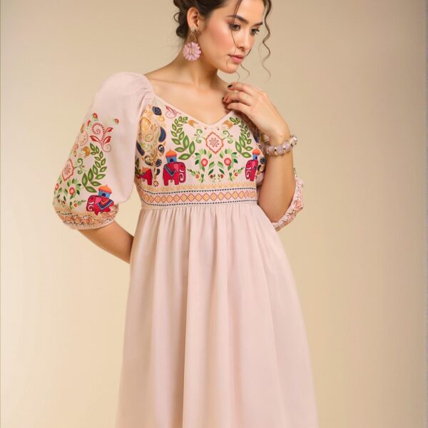 Elegant Apricot Charming A-Line Short Bohemian Casual Dress with Tropical Animal & Floral Print and Drawstring Waist, Chic, Classy and Trendy Fashion Style to Dress to Impress