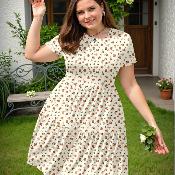 Elegant Multicolor Flared A-Line Dress with Ruffle Hem for Casual Summer Vacations - Chic, Classy and Trendy Fashion Style to Dress to Impress