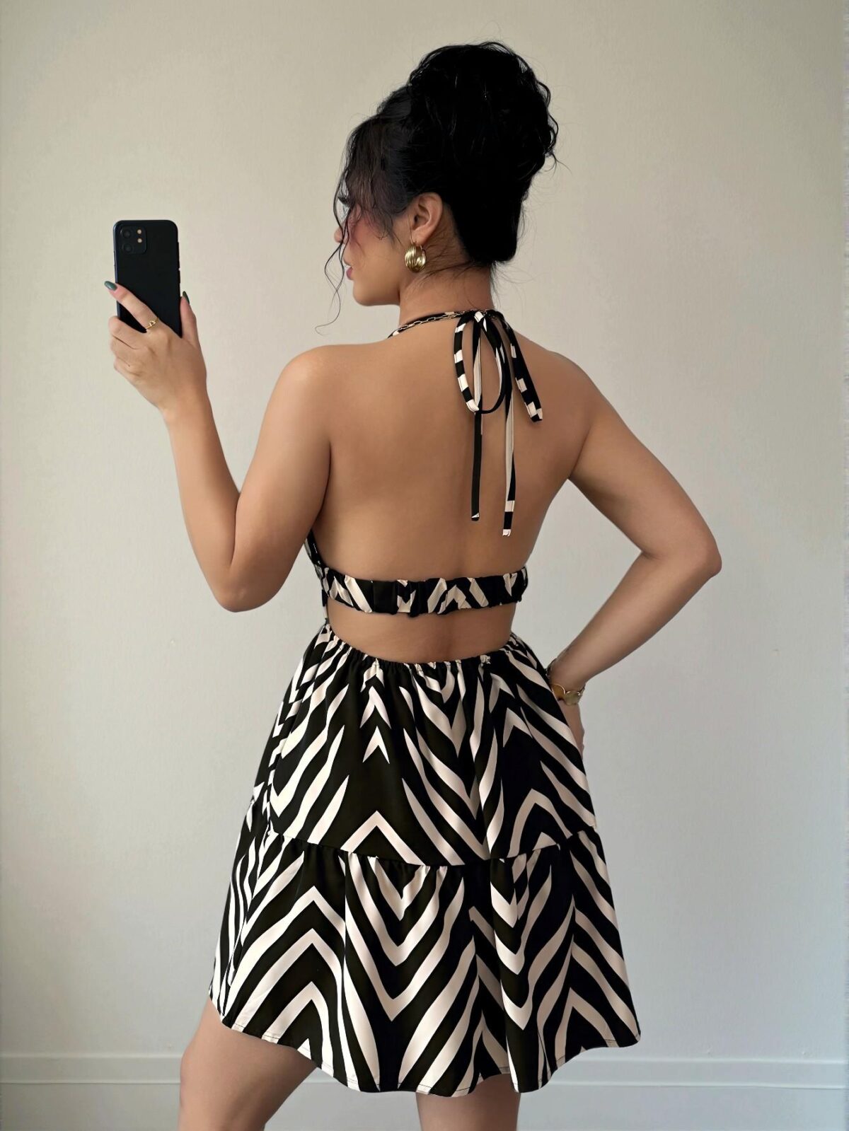 Elegant Black Stylish Bohemian Spaghetti Strap Backless Midi Dress for Warm Weather Getaways – Chic, Classy and Trendy Fashion Style to Dress to Impress - Image 2