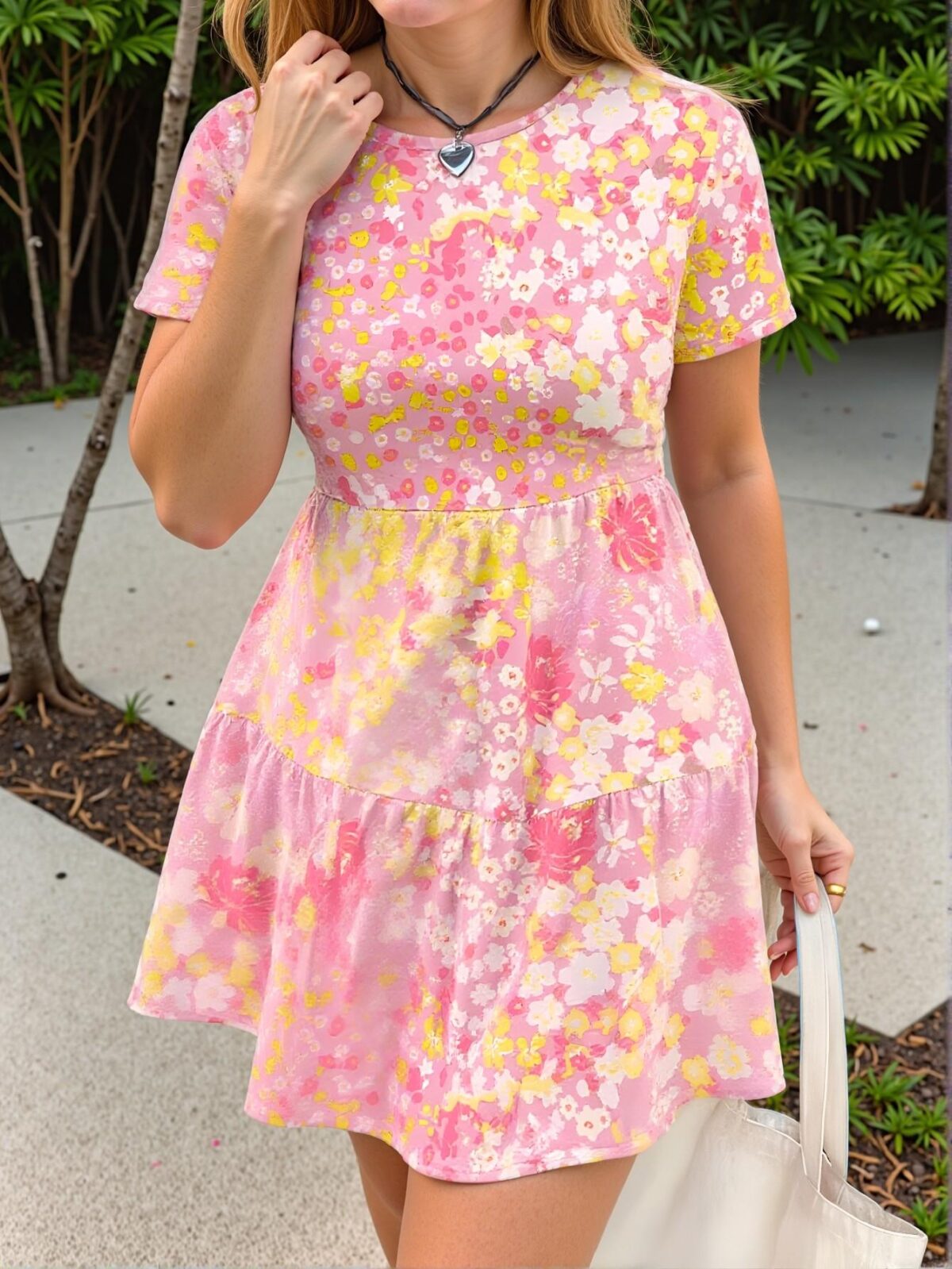 Elegant Multicolor Boho Floral A-Line Summer Dress with Ruffle Hem and Short Sleeves, Perfect for Birthdays and Mother's Day Gifts, Chic, Classy and Trendy Fashion Style to Dress to Impress - Image 3