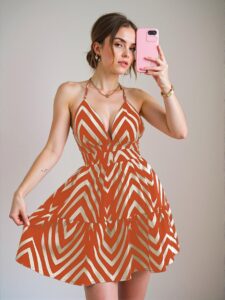 Elegant Orange Bohemian Sleeveless Spaghetti Strap Slip Dress with Hollow Back for Casual Spring and Summer Getaways - Chic, Classy, and Trendy Fashion Style to Dress to Impress