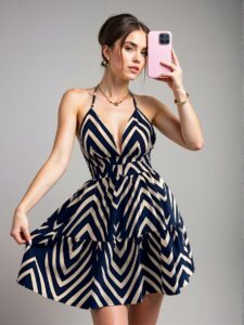 Elegant Navy Blue Bohemian-Style Spaghetti Strap Backless Dress for Spring and Summer Getaways - Chic, Classy and Trendy Fashion to Dress to Impress