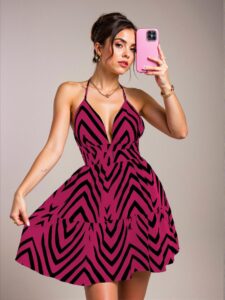 Elegant "Red and Black" "Bohemian Print Hollow Backless Casual Cami Dress for Spring and Summer" "Chic, Classy and Trendy Fashion Style to Dress to Impress"
