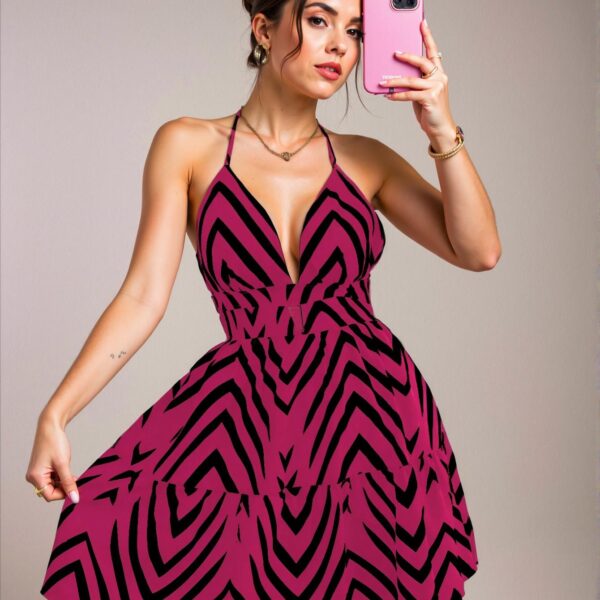Elegant "Red and Black" "Bohemian Print Hollow Backless Casual Cami Dress for Spring and Summer" "Chic, Classy and Trendy Fashion Style to Dress to Impress"