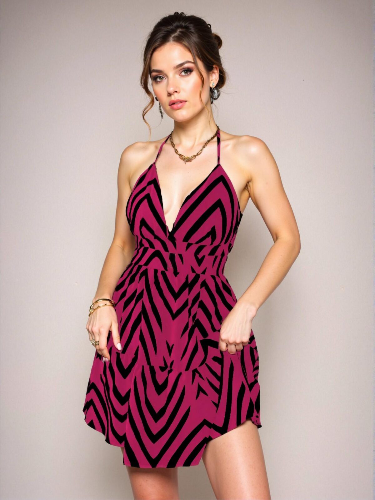 Elegant "Red and Black" "Bohemian Print Hollow Backless Casual Cami Dress for Spring and Summer" "Chic, Classy and Trendy Fashion Style to Dress to Impress" - Image 5