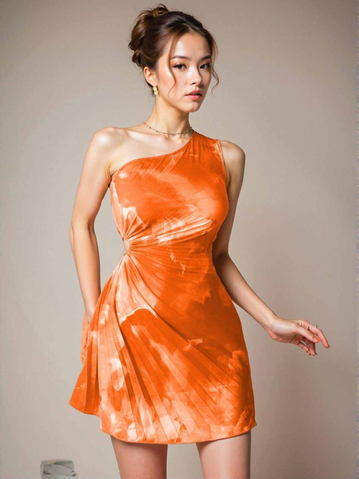 Elegant Orange Bohemian Tie-Dye Sleeveless Casual Slip Dress Perfect for Tea Parties and Summer Events - Chic, Classy and Trendy Fashion Style to Dress to Impress - Image 3