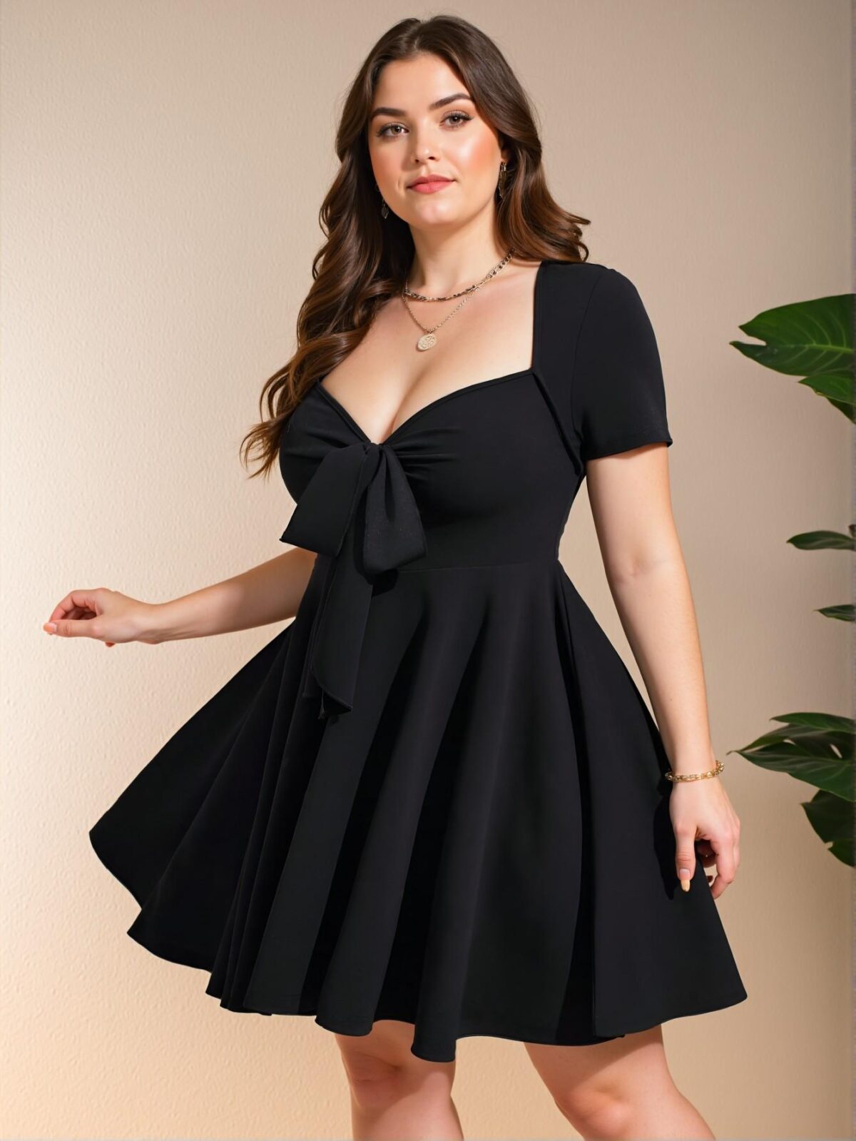 Elegant Black Stylish Front Tie Short Sleeve Bodycon Mini Dress for a Chic, Classy and Trendy Fashion Style to Dress to Impress - Image 2