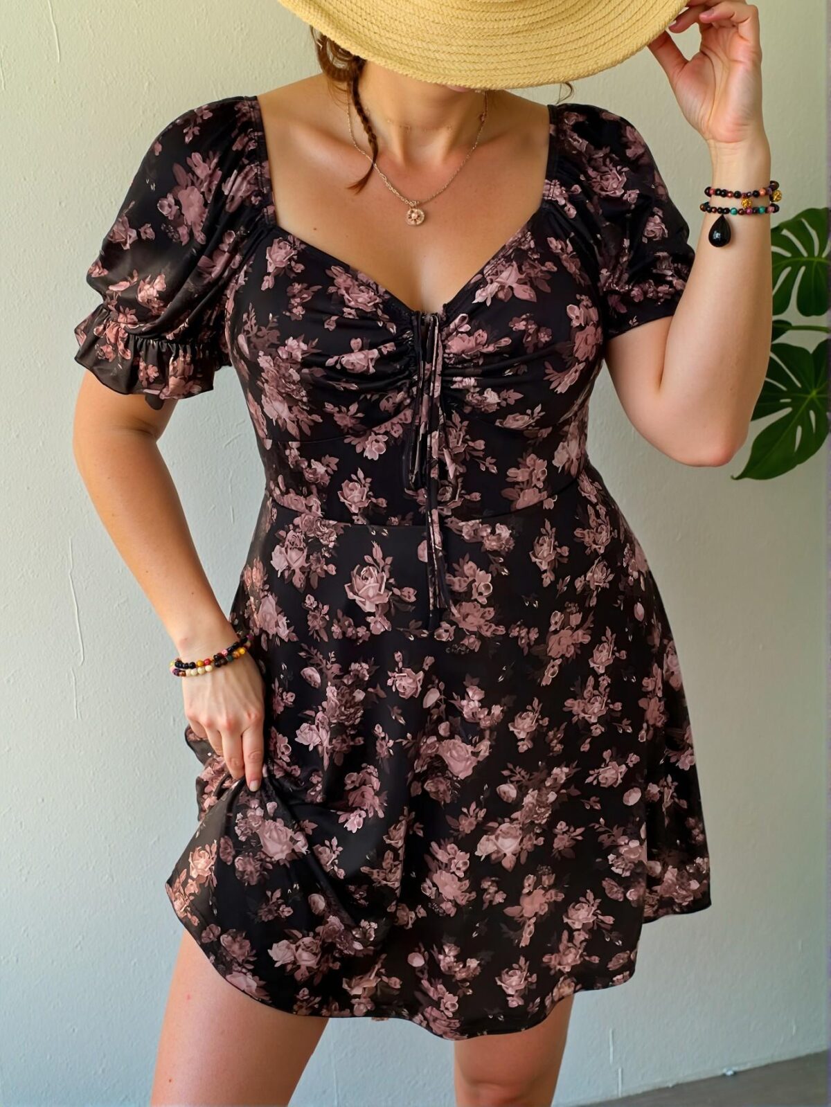 Elegant Multicolor A-Line Puff Sleeve Sweetheart Neck Floral Print Dress - Perfect for Brunch, Beach Days, and Parties - Chic, Classy and Trendy Fashion Style to Dress to Impress - Image 3