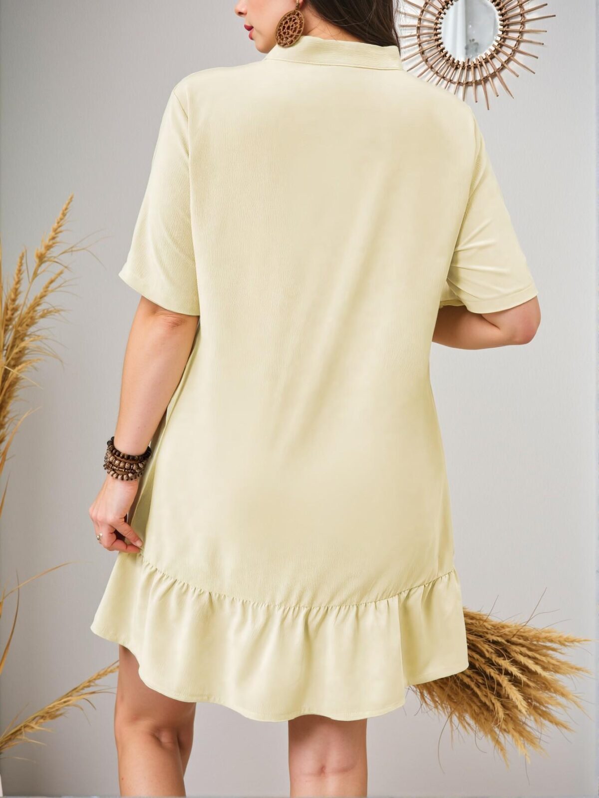 Elegant Apricot Stylish Plus Size Casual V-Neck Ruched Cutout Long Dress - Chic, Classy and Trendy Fashion Style to Dress to Impress - Image 2