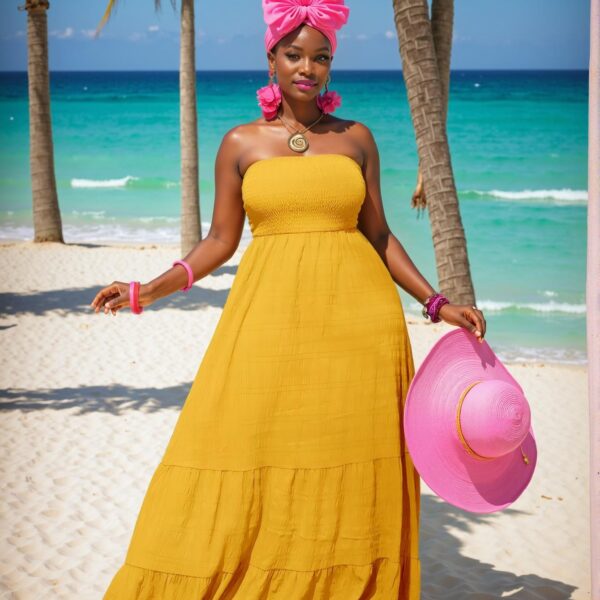 Elegant Yellow Stylish Plus Size Halter Maxi Dress with Ruffle Hem - Chic, Classy and Trendy Fashion Style to Dress to Impress