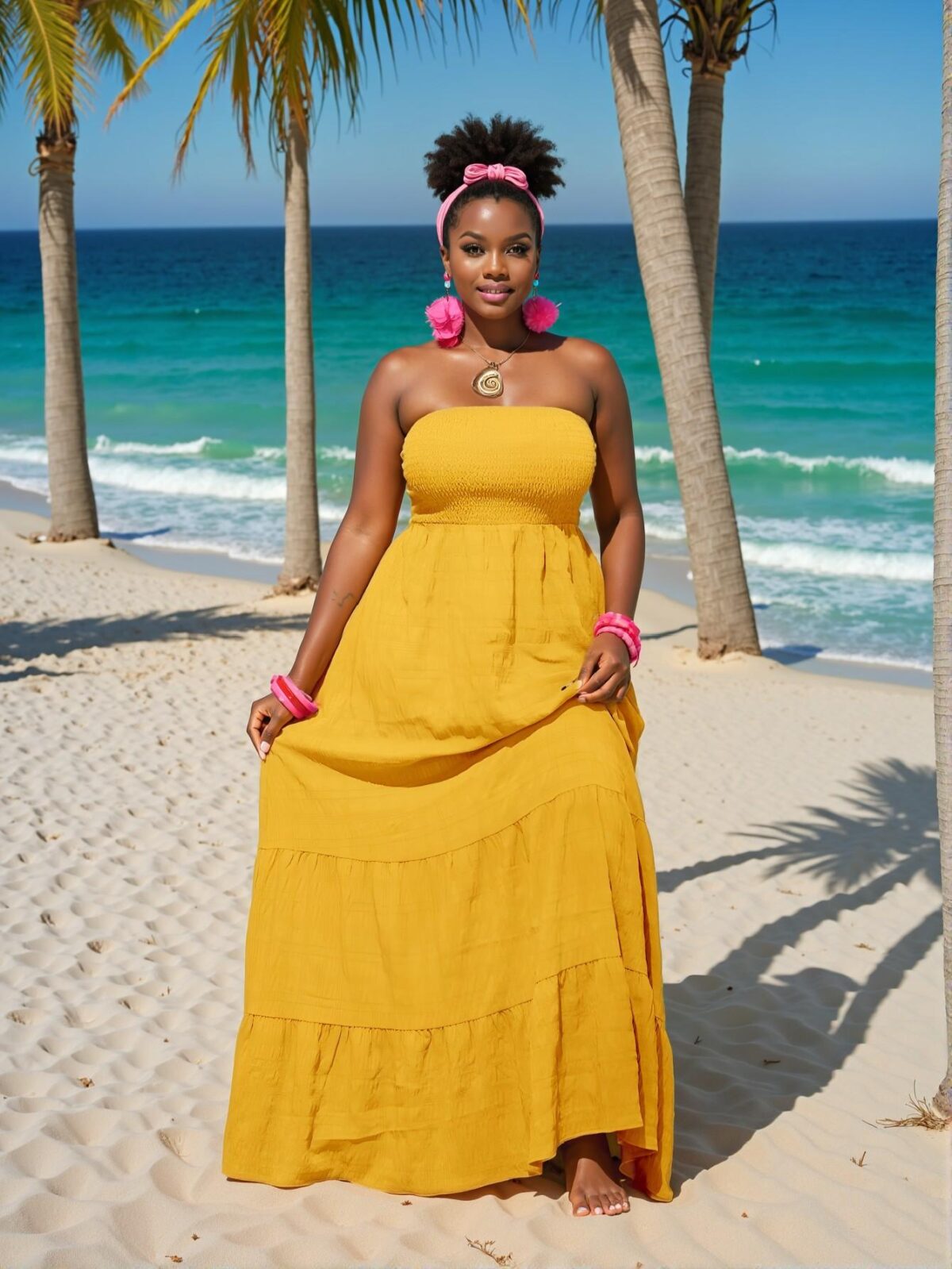 Elegant Yellow Stylish Plus Size Halter Maxi Dress with Ruffle Hem - Chic, Classy and Trendy Fashion Style to Dress to Impress - Image 3