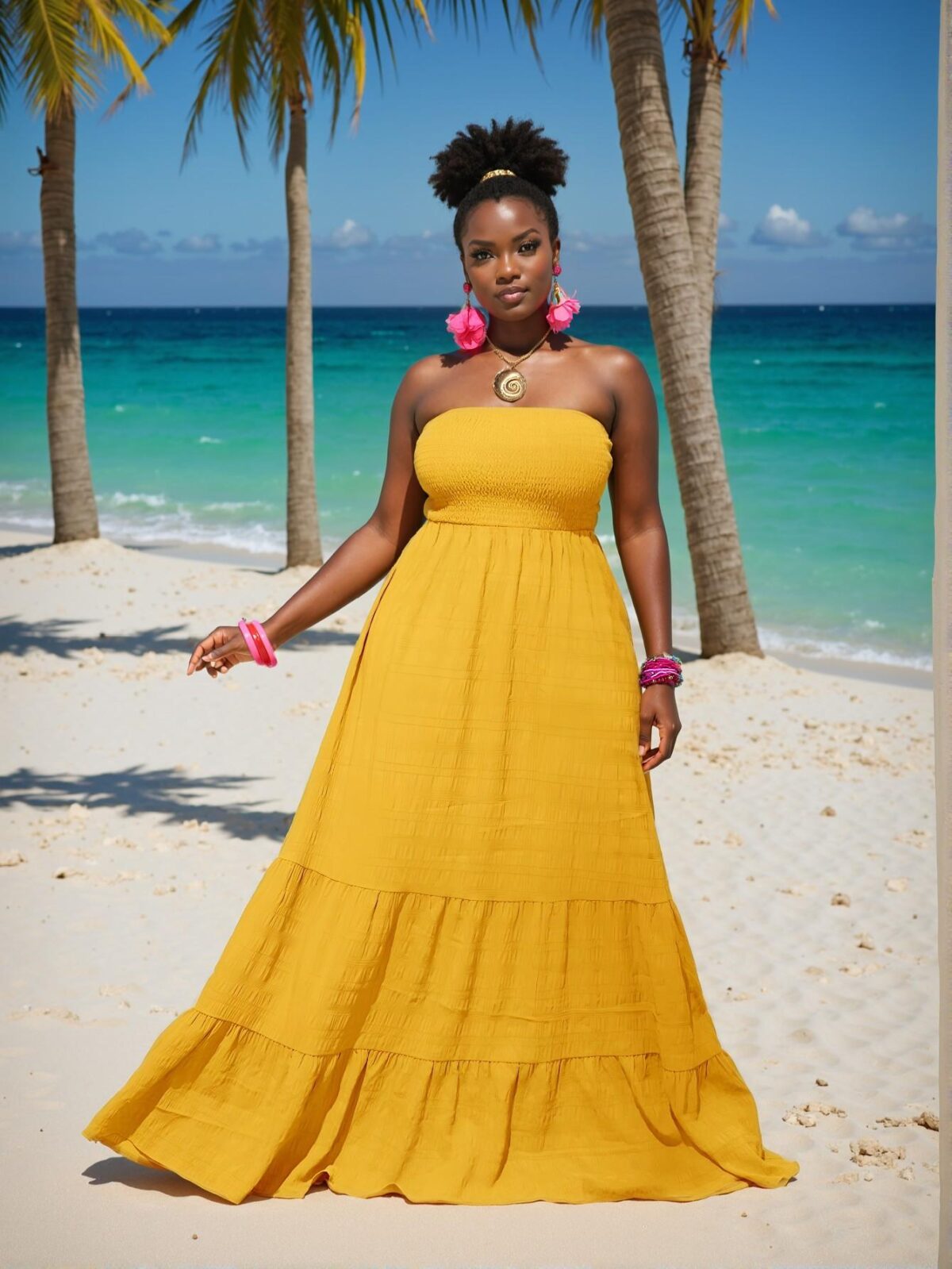 Elegant Yellow Stylish Plus Size Halter Maxi Dress with Ruffle Hem - Chic, Classy and Trendy Fashion Style to Dress to Impress - Image 4