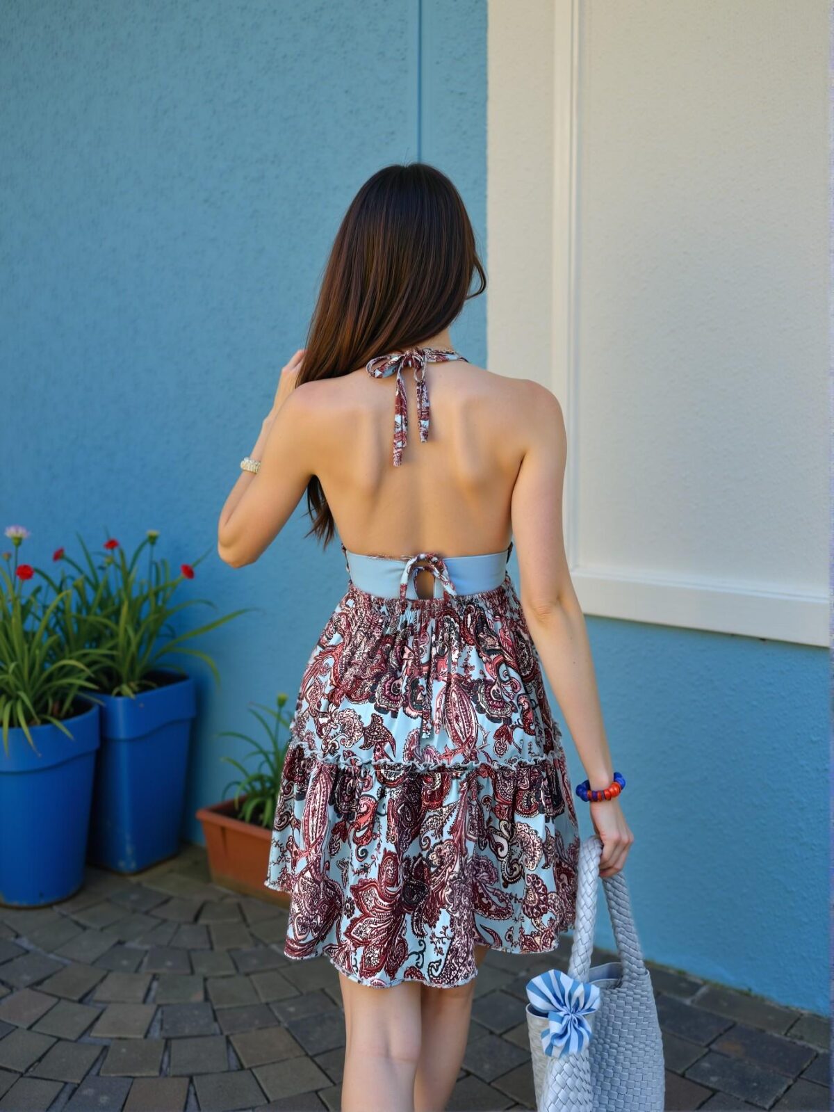 Elegant Rust Brown Charming Backless Halter Midi Dress with Bowknot, Perfect for Everyday Wear or Vacation, Ideal for Spring and Summer "Chic, Classy and Trendy Fashion Style to Dress to Impress" - Image 2
