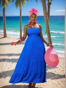 Elegant "Royal Blue" "Strapless Plus Size Maxi Sundress with Ruffle Hem for Casual Beach Vacations and Holiday Gatherings" "Chic, Classy and Trendy Fashion Style to Dress to Impress"