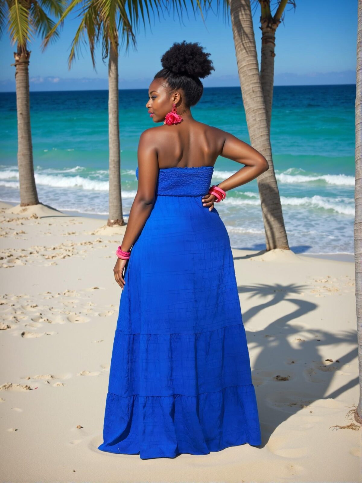 Elegant "Royal Blue" "Strapless Plus Size Maxi Sundress with Ruffle Hem for Casual Beach Vacations and Holiday Gatherings" "Chic, Classy and Trendy Fashion Style to Dress to Impress" - Image 2
