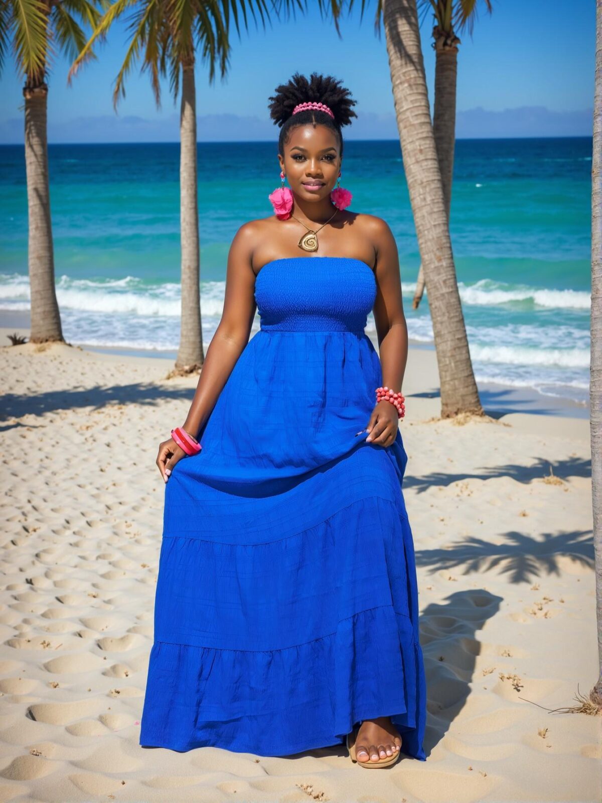Elegant "Royal Blue" "Strapless Plus Size Maxi Sundress with Ruffle Hem for Casual Beach Vacations and Holiday Gatherings" "Chic, Classy and Trendy Fashion Style to Dress to Impress" - Image 3
