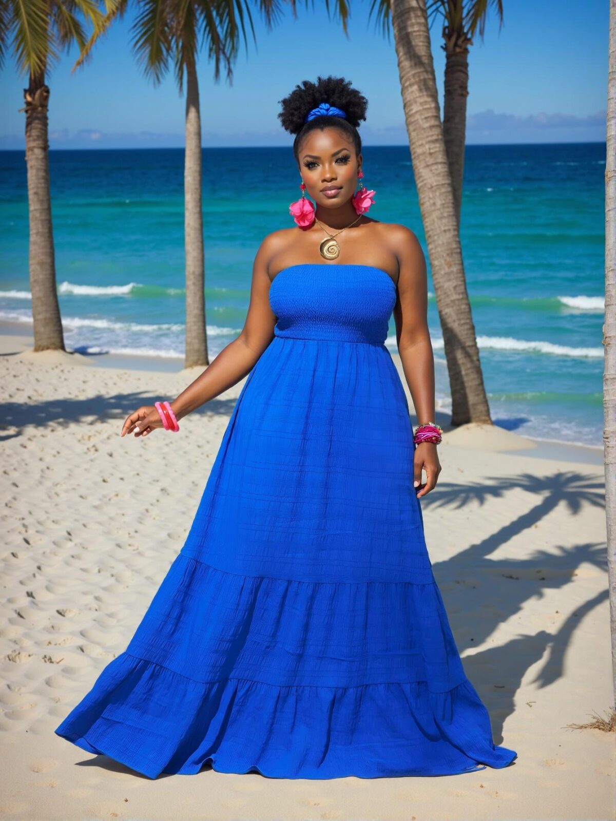 Elegant "Royal Blue" "Strapless Plus Size Maxi Sundress with Ruffle Hem for Casual Beach Vacations and Holiday Gatherings" "Chic, Classy and Trendy Fashion Style to Dress to Impress" - Image 4