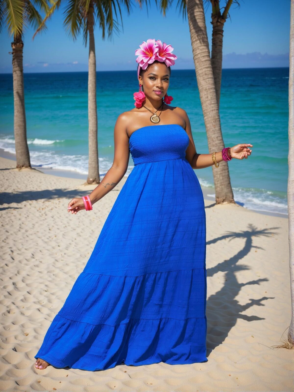 Elegant "Royal Blue" "Strapless Plus Size Maxi Sundress with Ruffle Hem for Casual Beach Vacations and Holiday Gatherings" "Chic, Classy and Trendy Fashion Style to Dress to Impress" - Image 5