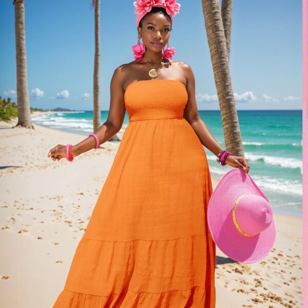 Elegant Orange A-Line Ruffle Hem Halter Dress for Plus Size Ladies - Chic, Classy and Trendy Fashion Style to Dress to Impress