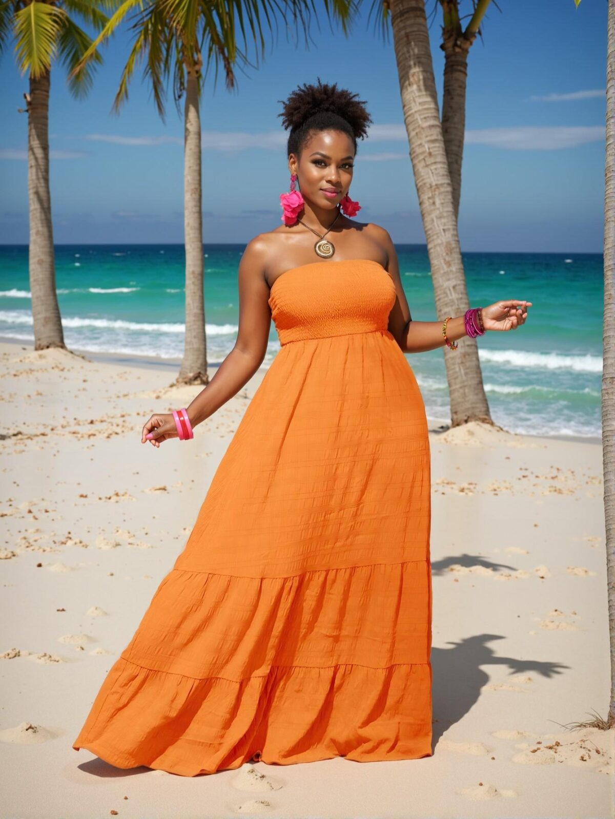 Elegant Orange A-Line Ruffle Hem Halter Dress for Plus Size Ladies - Chic, Classy and Trendy Fashion Style to Dress to Impress - Image 5
