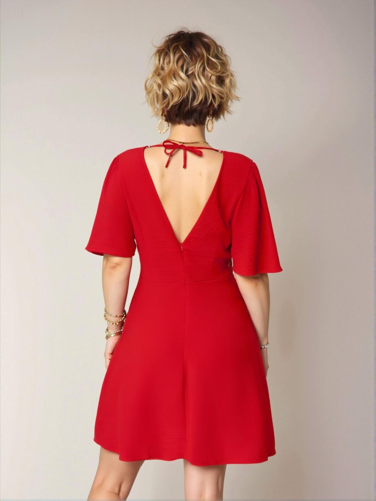 Elegant Red Criss Cross Backless A-Line Mini Dress for Chic, Classy, and Trendy Fashion Style to Dress to Impress - Image 2