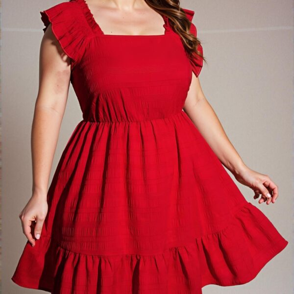 Elegant Red Flounce Hem A-Line Dress Chic, Classy and Trendy Fashion Style to Dress to Impress