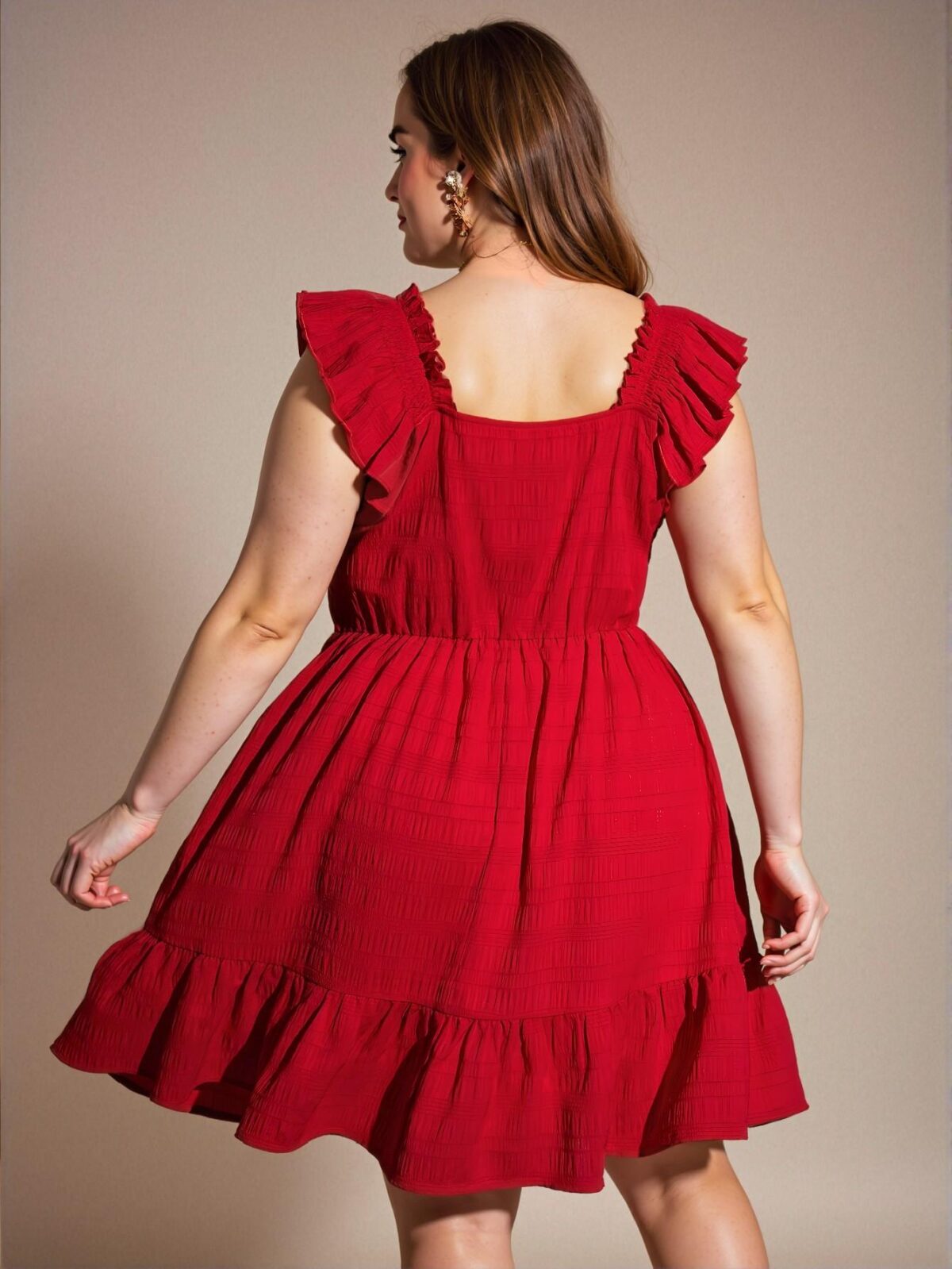Elegant Red Flounce Hem A-Line Dress Chic, Classy and Trendy Fashion Style to Dress to Impress - Image 2