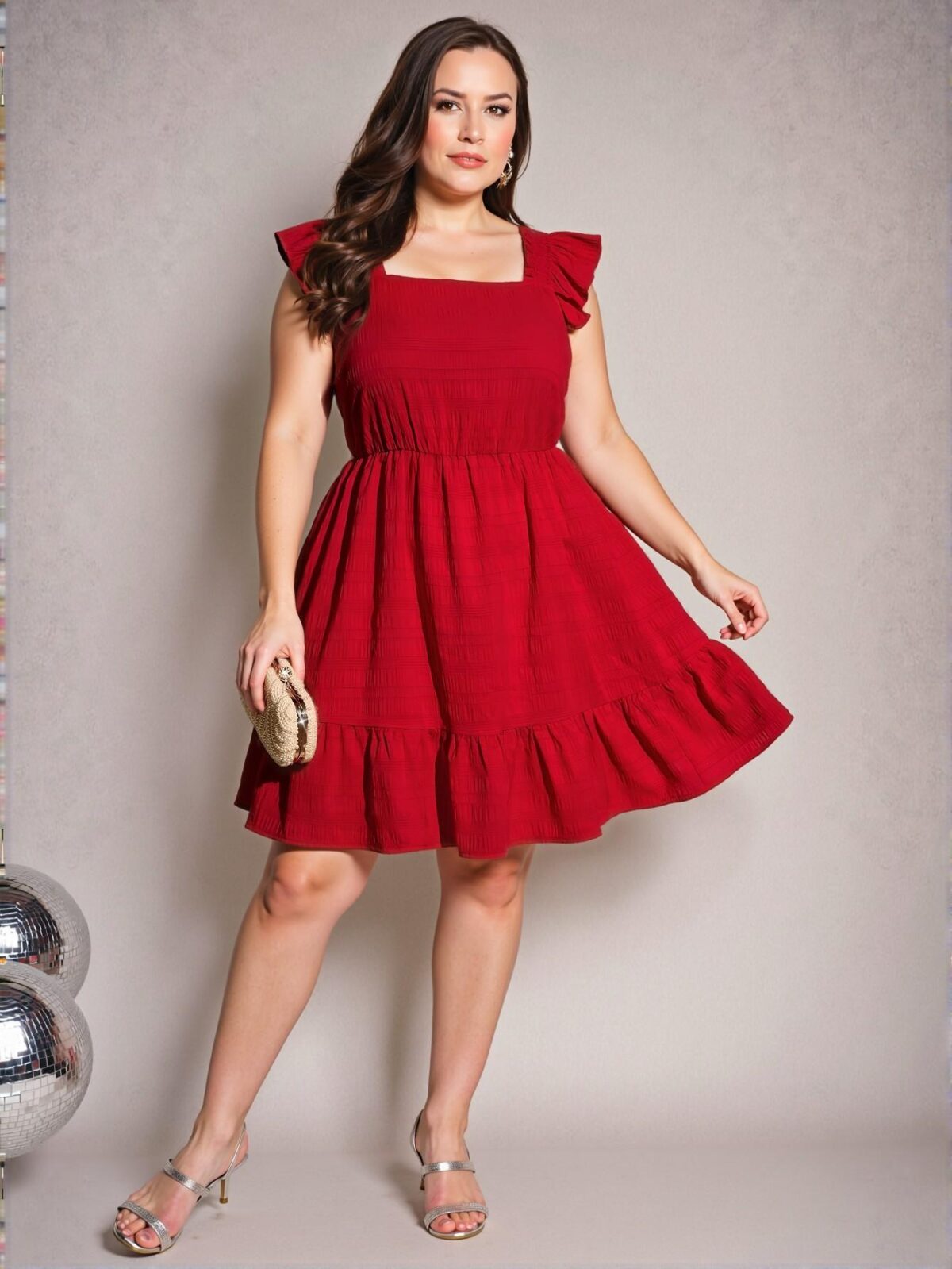 Elegant Red Flounce Hem A-Line Dress Chic, Classy and Trendy Fashion Style to Dress to Impress - Image 3