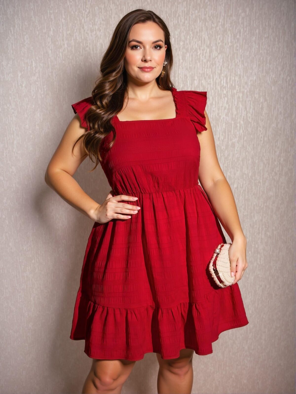 Elegant Red Flounce Hem A-Line Dress Chic, Classy and Trendy Fashion Style to Dress to Impress - Image 4