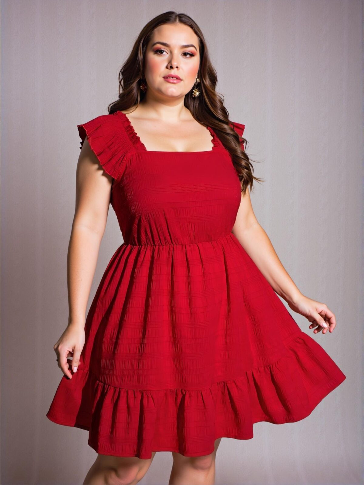 Elegant Red Flounce Hem A-Line Dress Chic, Classy and Trendy Fashion Style to Dress to Impress - Image 5