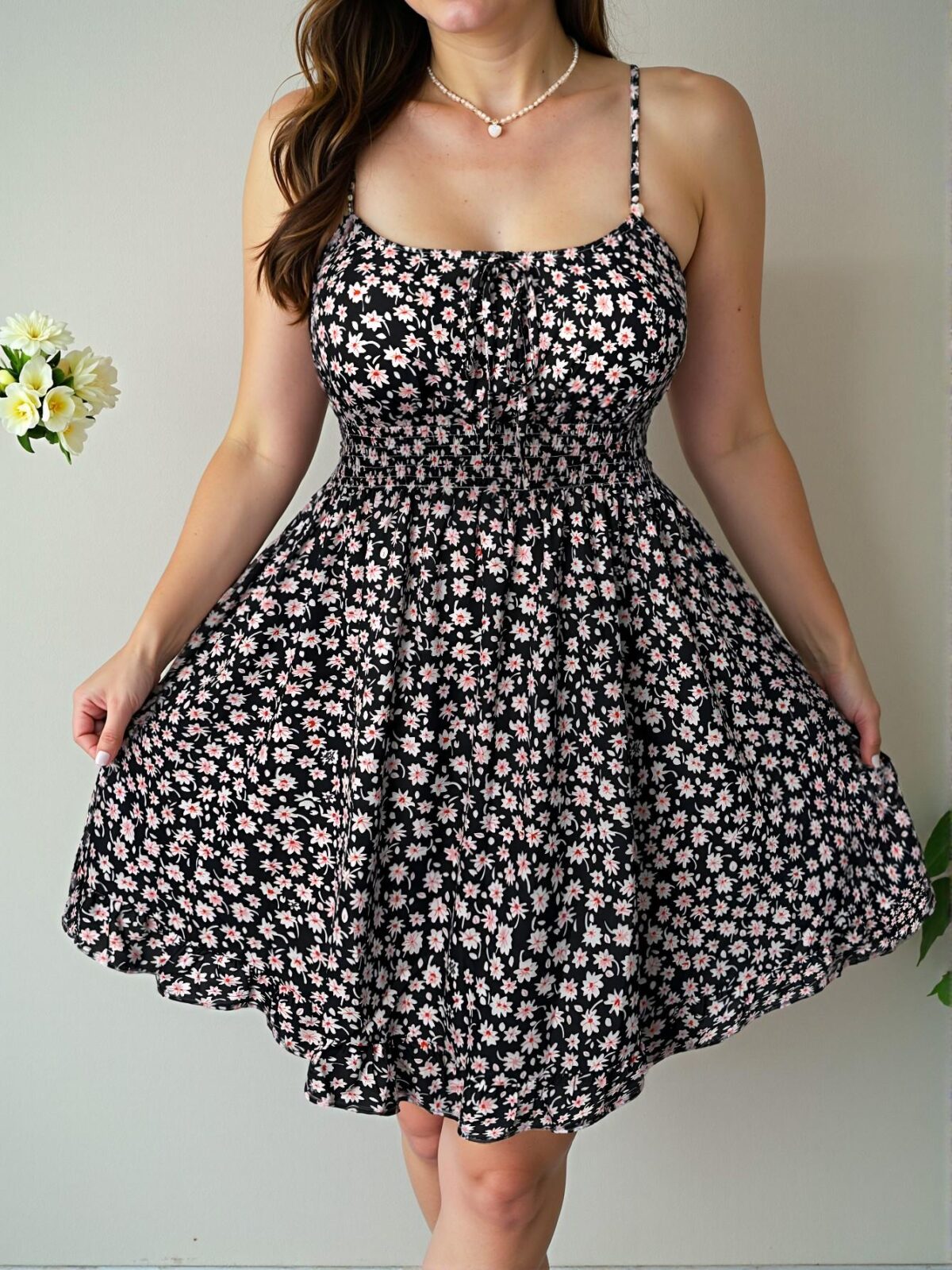 Elegant Black Boho Floral Print Sleeveless Midi Dress for Sunny Summer Getaways, Chic, Classy and Trendy Fashion Style to Dress to Impress - Image 5