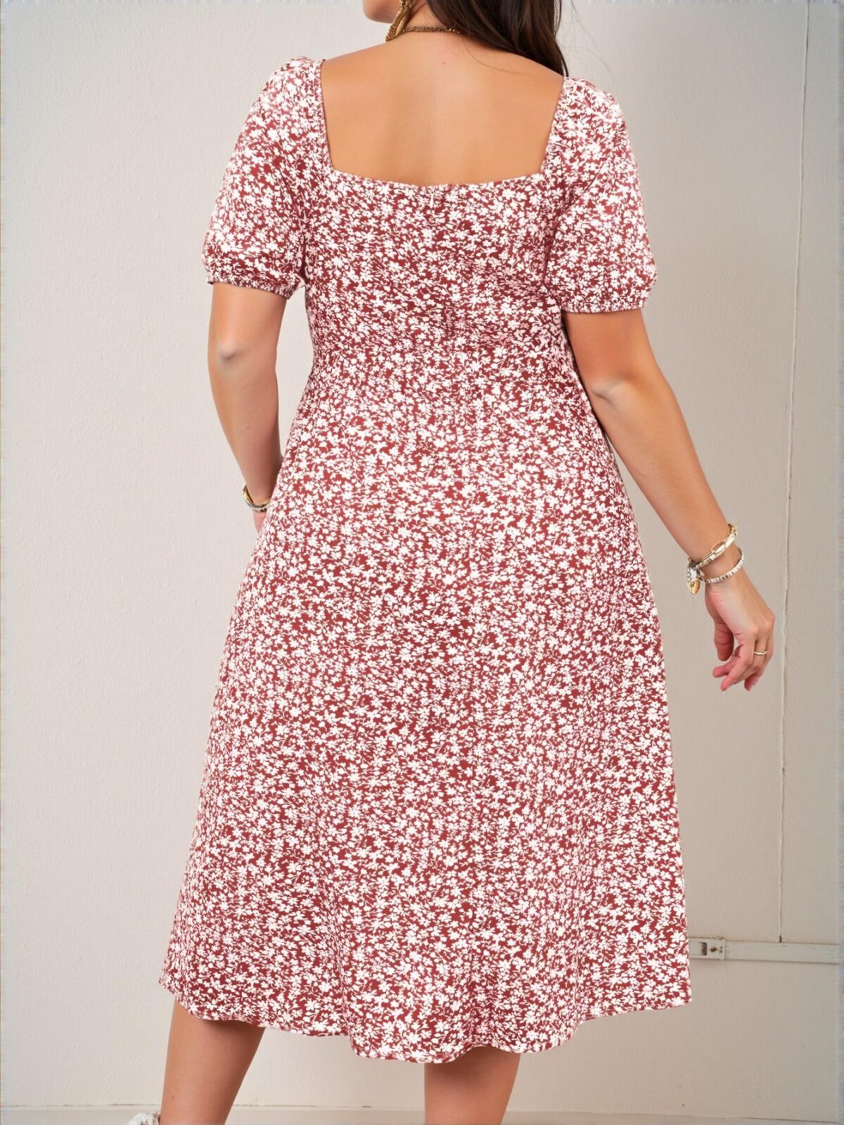Elegant Multicolor Stylish Printed Square Neck Daily Dress for Women - Chic, Classy and Trendy Fashion Style to Dress to Impress - Image 2