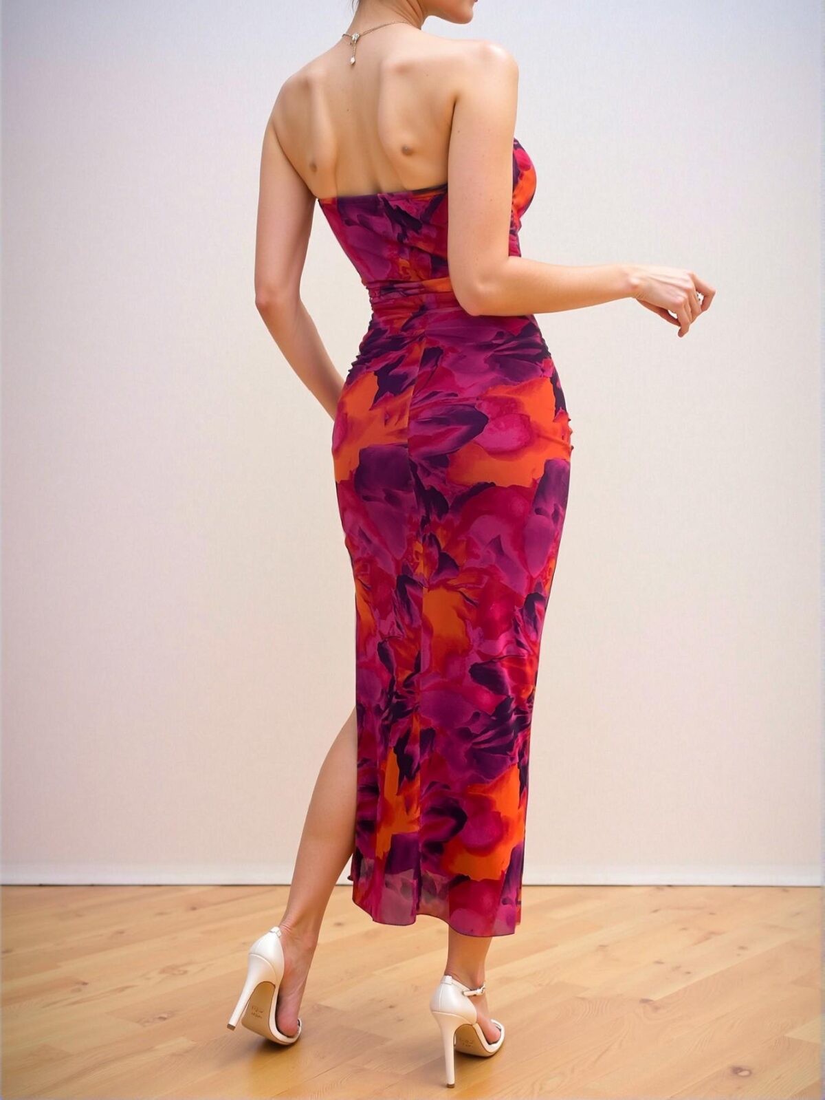 Elegant Multicolor Summer Strapless Maxi Dress with Tie-Dye Print for Women - Chic, Classy and Trendy Fashion Style to Dress to Impress - Image 2