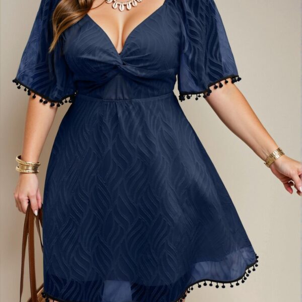 Elegant Royal Blue Stylish A-Line Dress with Cut-Out and Twist Details for a Chic, Classy and Trendy Fashion Style to Dress to Impress