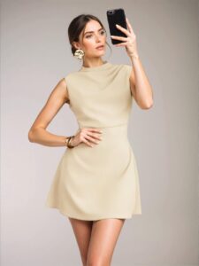 Elegant Apricot Charming Minimalist A-Line Halter Dress for Formal Gatherings, Romantic Events, and Trendy Summer Outings - Chic, Classy and Trendy Fashion Style to Dress to Impress