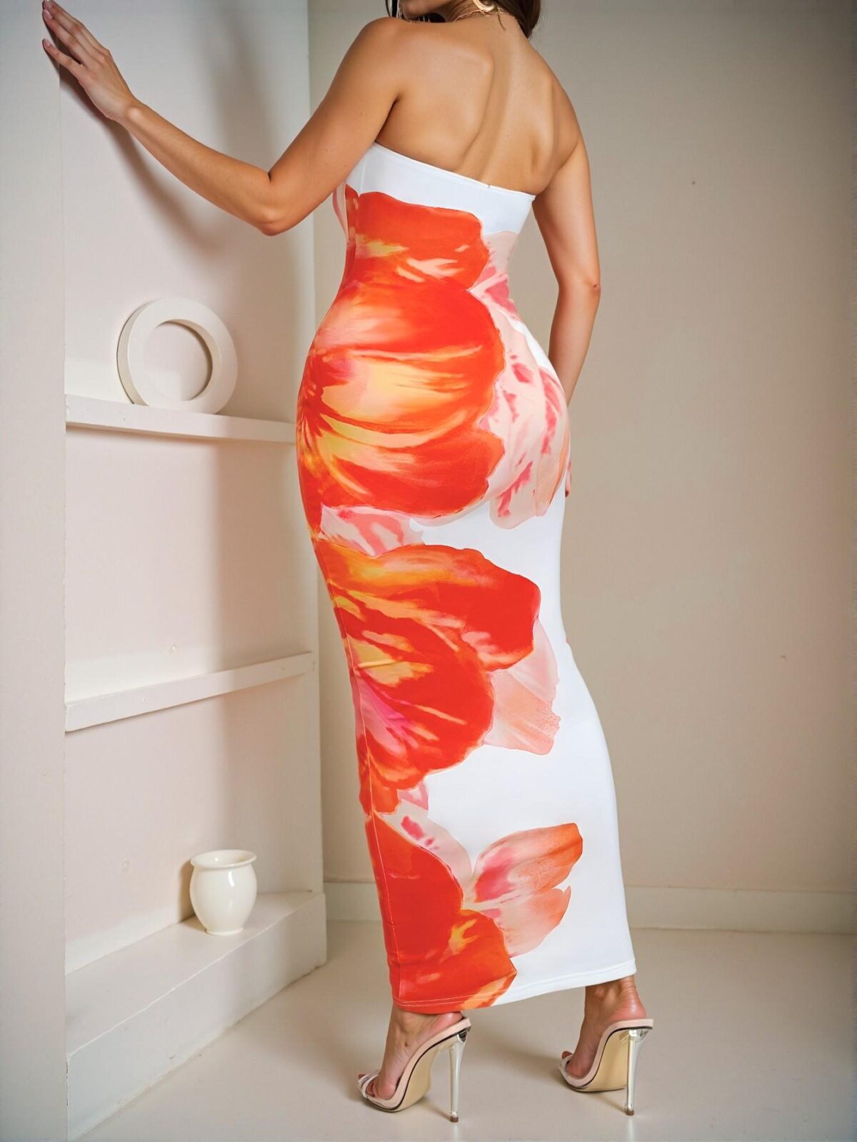 Elegant Multicolor Bodycon Floral Print Maxi Dress - Stylish and Trendy Fashion Attire for Any Occasion - Image 2